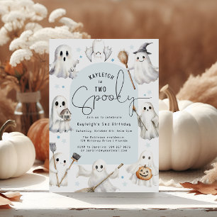 Convite de Aniversário de 2 Anos Blue Two Spooky