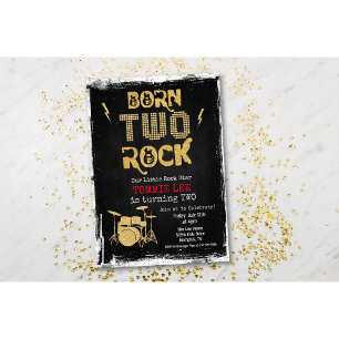 Convite de Aniversário de 2 anos Born TWO Rock Roc