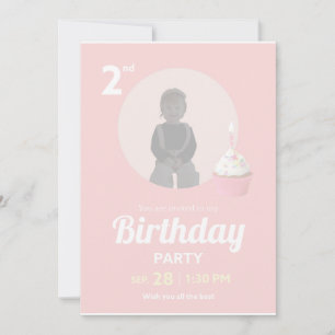 Convite de Aniversário de 2 Anos com Foto de Cupca
