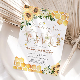 Convite de Aniversário de 2 anos com Tema Abelha