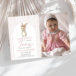 Convite de Aniversário de 2 anos Coquette Rosa Coe