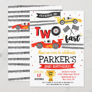 Convite de Aniversário de 2 Anos Corrida de Carros