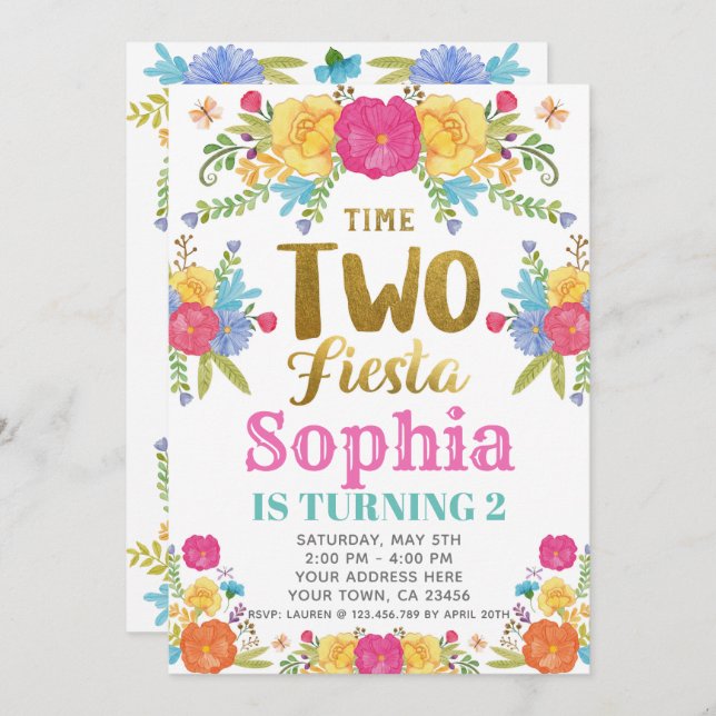 Convite de Aniversário de 2 anos da Fiesta (Frente/Verso)