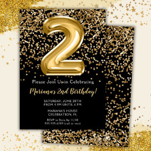 Convite de Aniversário de 2 Anos da Menina Black G