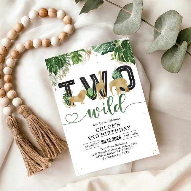 Convite de Aniversário de 2 anos de Dois Animais d (Criador carregado)