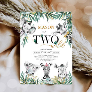 Convite de Aniversário de 2 anos de Dois Animais d