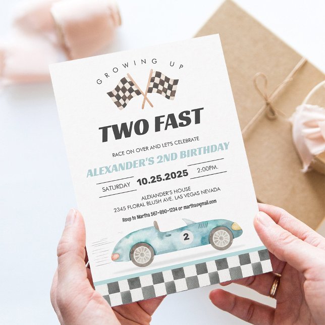 Convite de Aniversário de 2 anos de Dois Carros de (Criador carregado)
