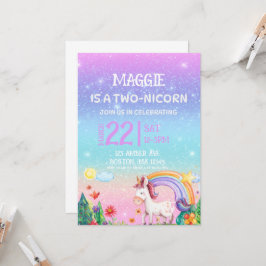 Convite de aniversário de 2 anos do TWO-NICORN