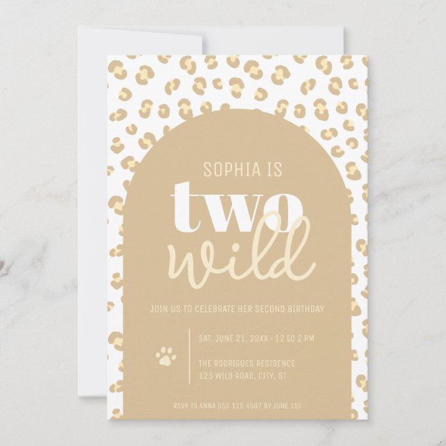 Convite de Aniversário de 2 anos para Menina Two W (Frente)