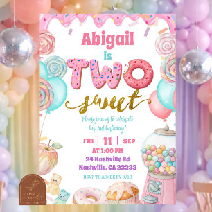 Convite de Aniversário de 2 anos Pastel Donut Two 