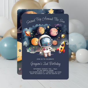 Convite de Aniversário de 2 anos Planetas no Espaç