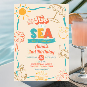 Convite de Aniversário de 2 anos Retro Two The Sea