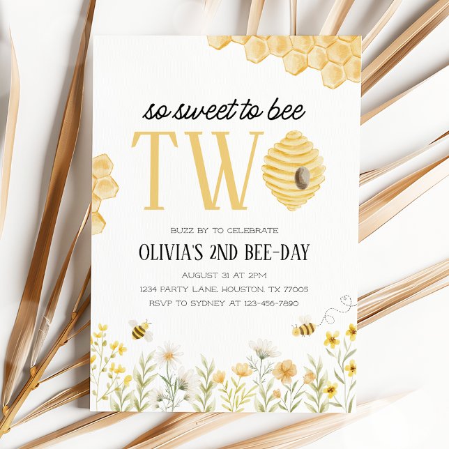 Convite de Aniversário de 2 anos Sweet to Bee Two  (Criador carregado)