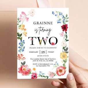 Convite de Aniversário de 2 anos Tema Menina Flor 