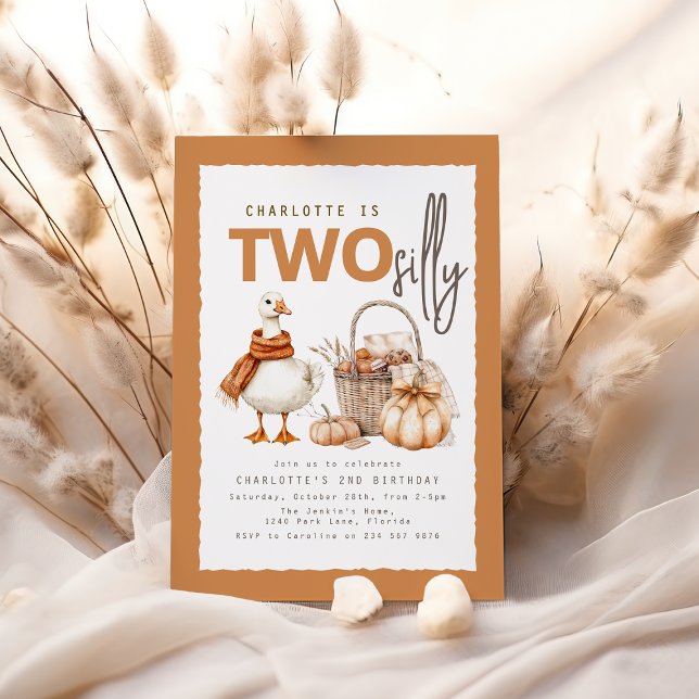 Convite de Aniversário de 2 Anos Two Silly Goose (Criador carregado)
