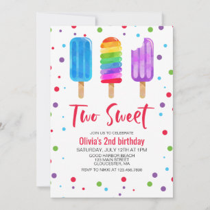 Convite de Aniversário de 2 Anos Two Sweet Picolés