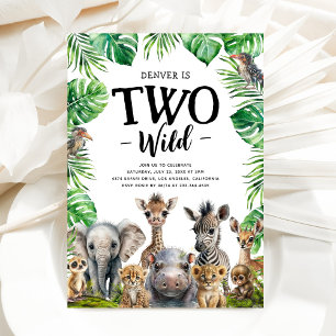 Convite de Aniversário de 2 anos Two Wild Jungle