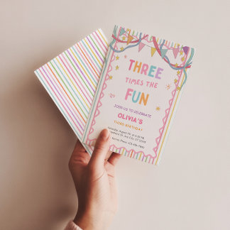 Convite de Aniversário de 3º Aniversário Três Veze
