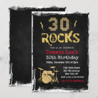 Convite de Aniversário de 30 Anos 30 Rocks Guitarr