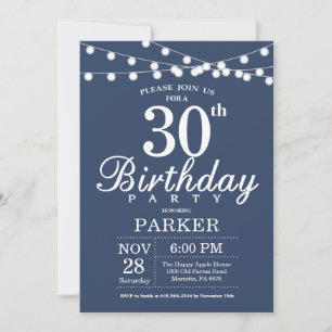 Convite de Aniversário de 30 anos Azul