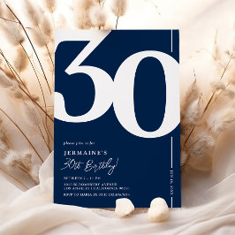 Convite de Aniversário de 30 Anos Azul Marinho