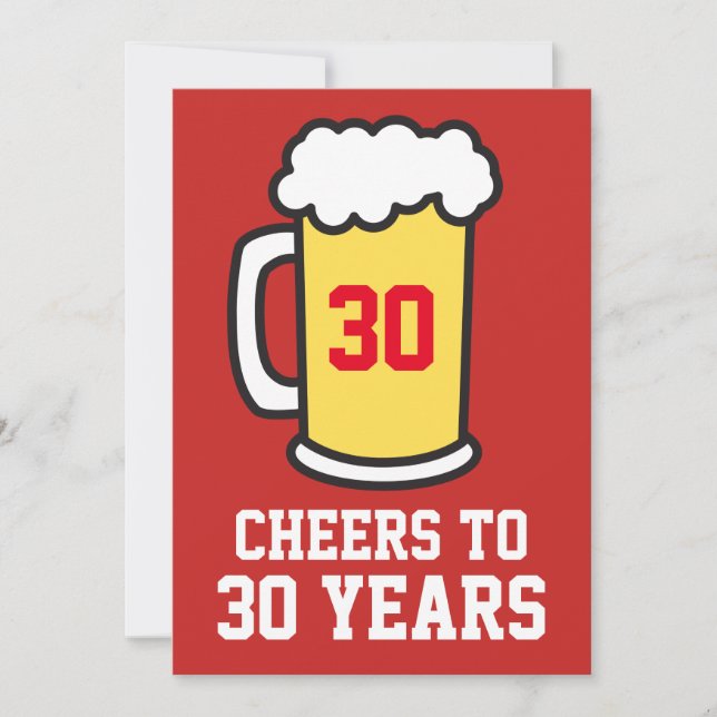 Convite de Aniversário de 30 Anos Cerveja Cheers T (Frente)