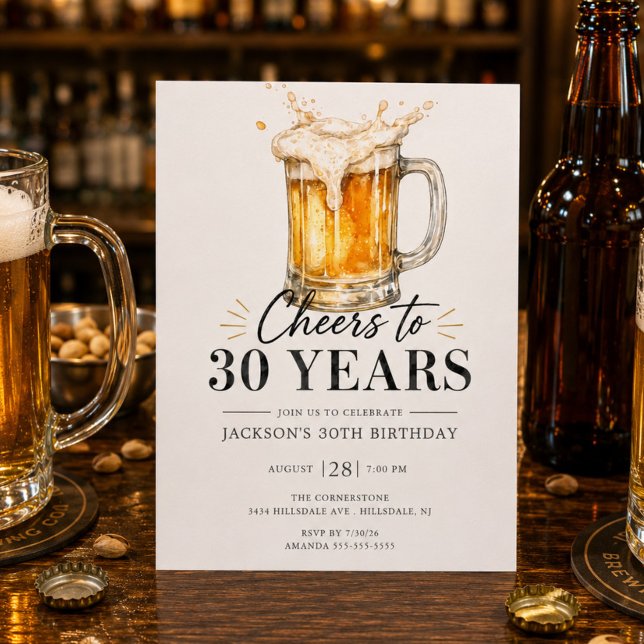 Convite de Aniversário de 30 Anos Cheers (Criador carregado)