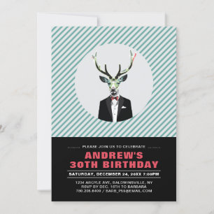 Convite de Aniversário de 30 anos Chic Deer para F