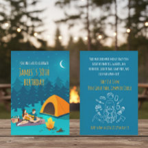 Convite de Aniversário de 30 Anos com Acampamento