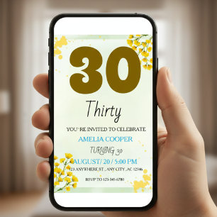 Convite de Aniversário de 30 anos com Aquarela Mod