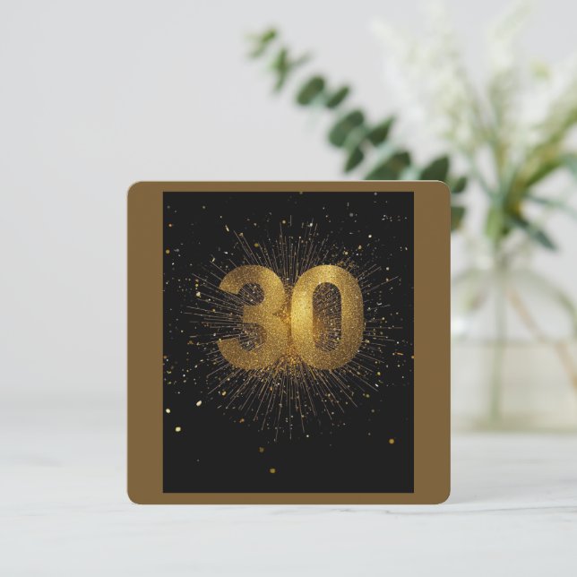 Convite de Aniversário de 30 Anos com Confetes Dir (Em pé/Frente)