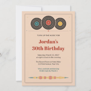 Convite de Aniversário de 30 anos com Disco de Vin