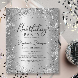Convite de Aniversário de 30 Anos com Papel Metali