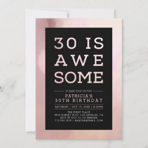 Convite de Aniversário de 30 Anos com Tipografia M