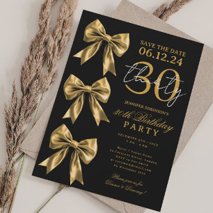 Convite de Aniversário de 30 anos Coquette Dourada