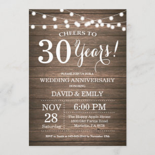 Convite de Aniversário de 30 Anos de Casamento Rus