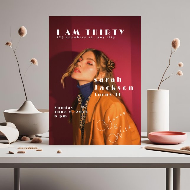 Convite de aniversário de 30 anos de Trendy com fo (Criador carregado)