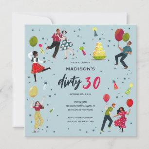 Convite de Aniversário de 30 Anos Dirty Thirty