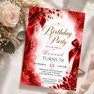 Convite de Aniversário de 30 Anos Elegante em Verm