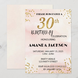 Convite de Aniversário de 30 anos Elegante Floral 