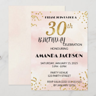 Convite de Aniversário de 30 anos Elegante Floral