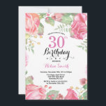 Convite de Aniversário de 30 anos Floral Botânico<br><div class="desc">Convite de Aniversário de 30 anos Floral Botânico. Convite de Aniversário de Peônias Rosa Floral para Mulheres. Flor de Água Floral. Flores Elegantes Rosa e Peônia. Aniversário Adulto. Fundo Branco. Preto e Branco. 13º 15º 16º 18º 20º 21º 30º 40º 50º 60º 70º 80º 90º 100º, Qualquer Idade. Para personalização...</div>