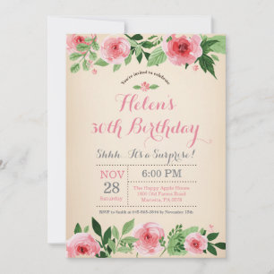 Convite de Aniversário de 30 anos Floral Surpresa