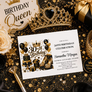 Convite de Aniversário de 30 anos Luxuoso Dourado