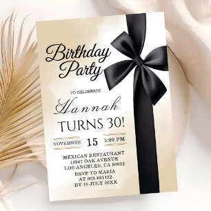 Convite de Aniversário de 30 anos Luxuoso Preto &