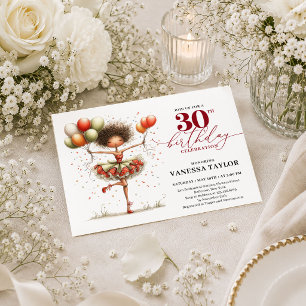 Convite de Aniversário de 30 Anos Marsala Vermelho