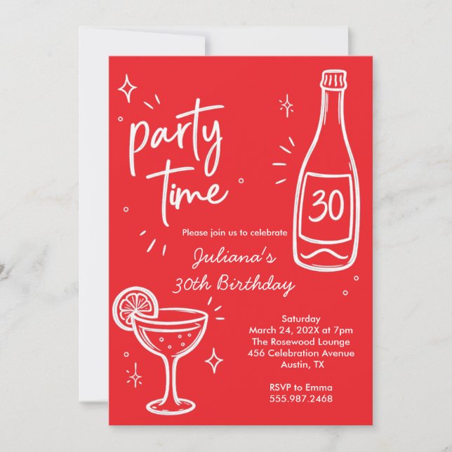 Convite de Aniversário de 30 anos Moderno de Garra (Frente)