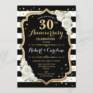 Convite de Aniversário de 30 anos - Preto Branco D