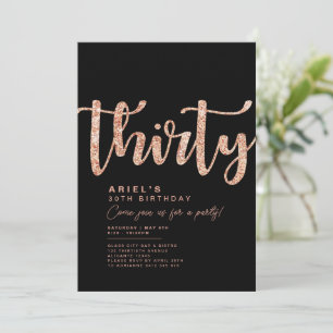 Convite de Aniversário de 30 anos Preto e Dourado 