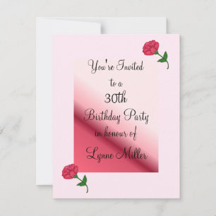 Convite de Aniversário de 30 anos Rosa Rosa